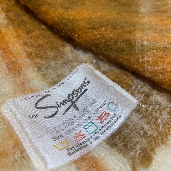 Vintage Sears Simpsons Orange Plaid Throw - Picture 3 of 3